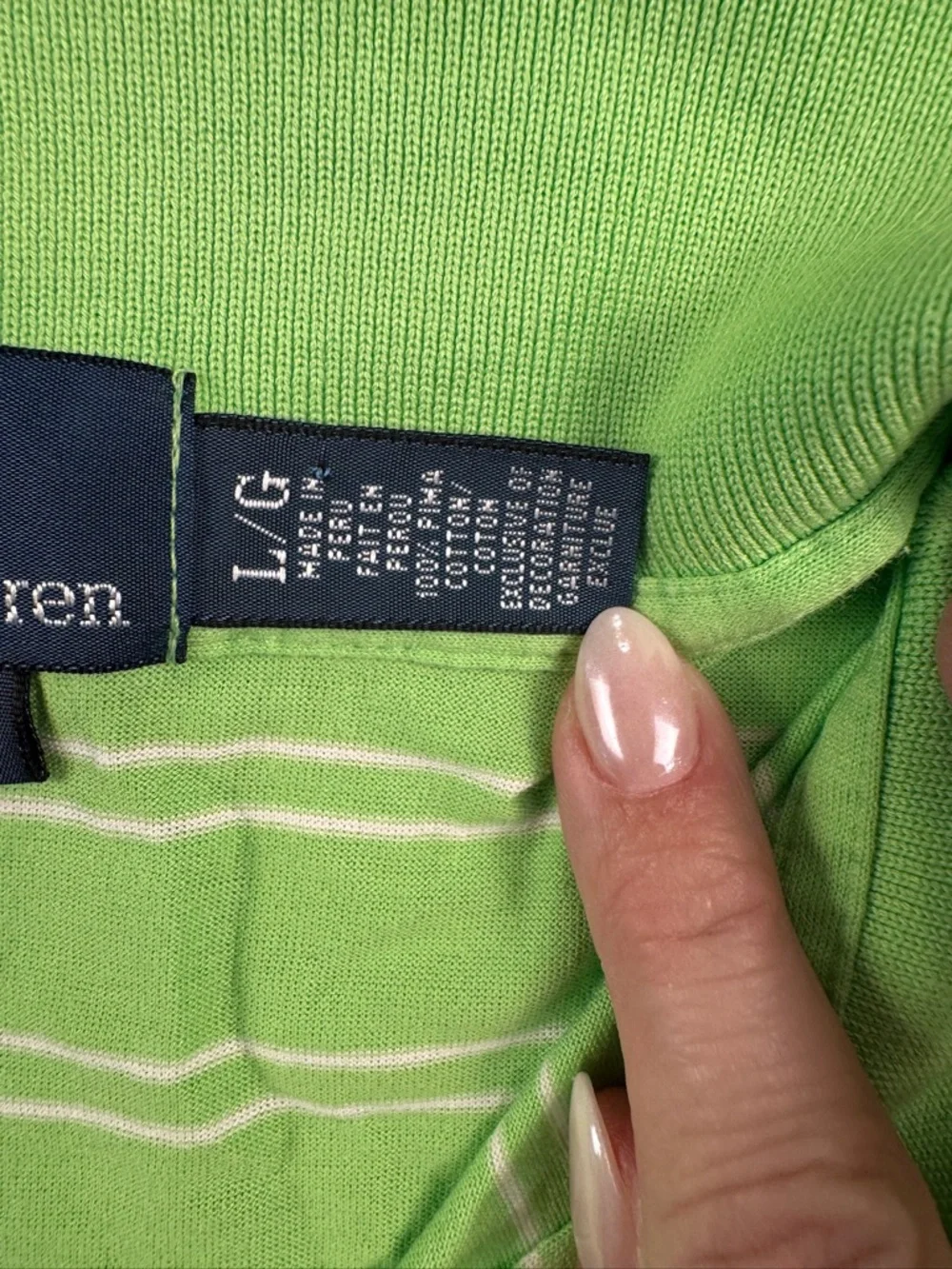 Polo Golf Ralph Lauren Big Pony Polo Shirt Men Large Green White Custom Fit